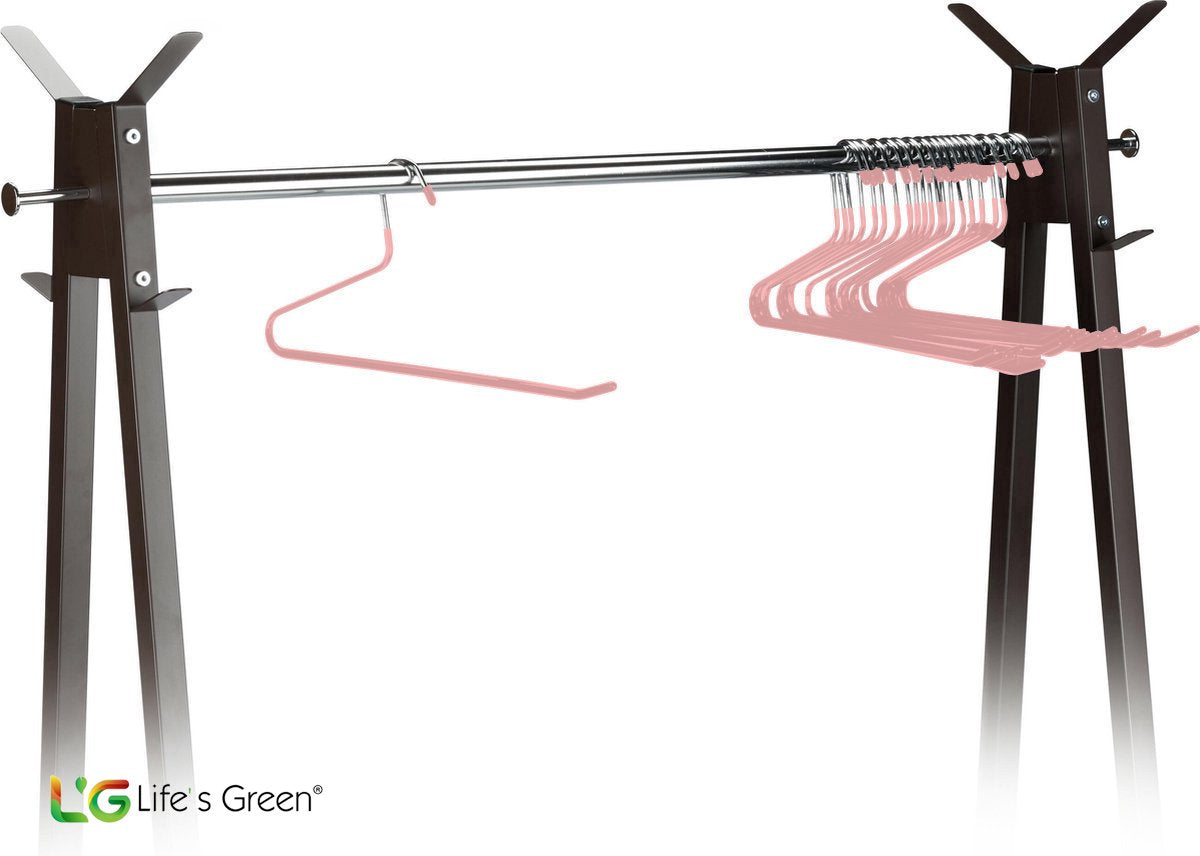Life's Green Broekhangers met antislip – Kledinghangers – Klerenhangers – Broek en Rok Houder - Set van 5 stuks - Roze