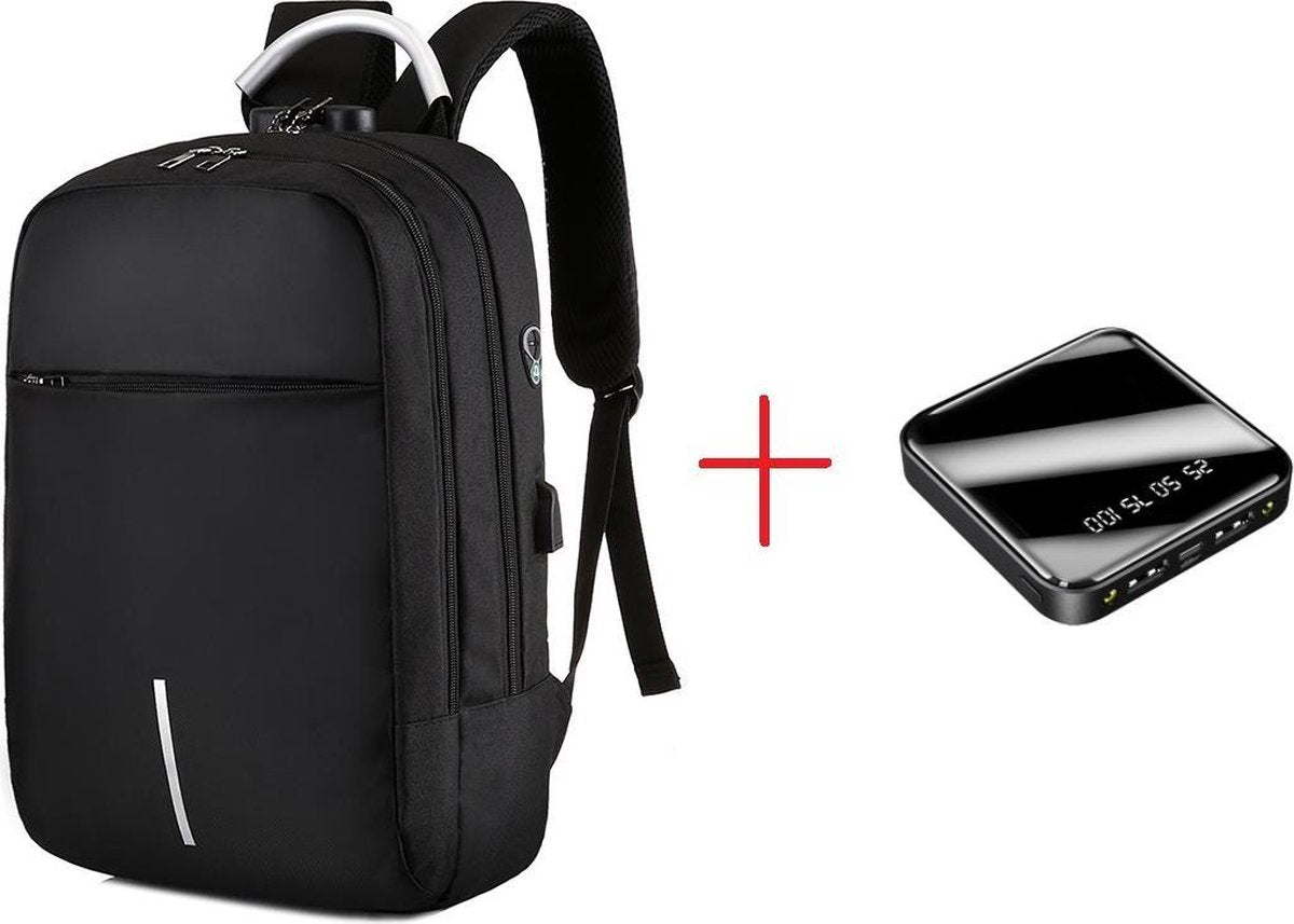 Anti-diefstal rugzak / 40x28x14cm (20l)/ 15,6 inch laptop / USB-oplaadpoort / zwart / powerbank (20mAh)