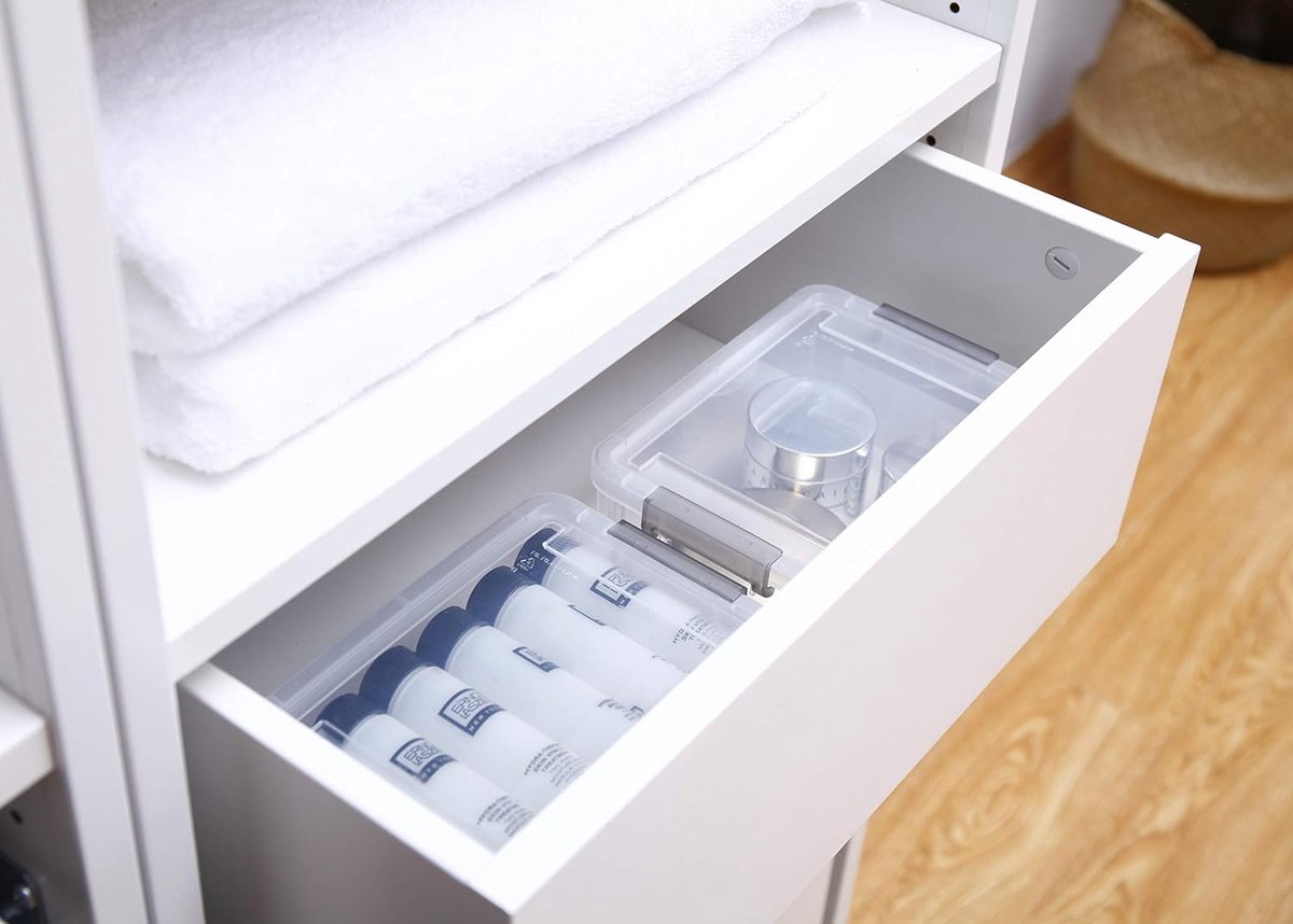 Set of 10 Storage Boxes 1.25 Litre - With Lid - Small - Stackable - Clear Handle - Clips - Small Parts - Crate - Elastic - Robust Plastic Boxes for Lego and Craft Supplies