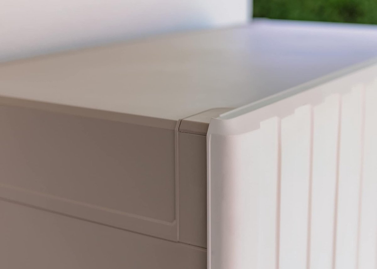 Keter Groove Outdoor Kast met Houtlook Deuren - Beige/Zand, 80 x 45 x 180 cm