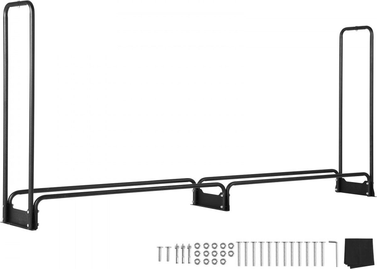 brandhoutrek metaal 259x36x117cm brandhoutrek stalen frame gepoedercoat brandhout onderdak 300kg met waterdichte hoes stapelhulp houten onderdak voor veranda tuin terras tuin