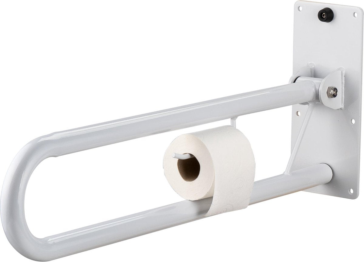 Opklapbare toiletbeugel 76 cm met toiletrolhouder, wandbeugel, toiletsteun
