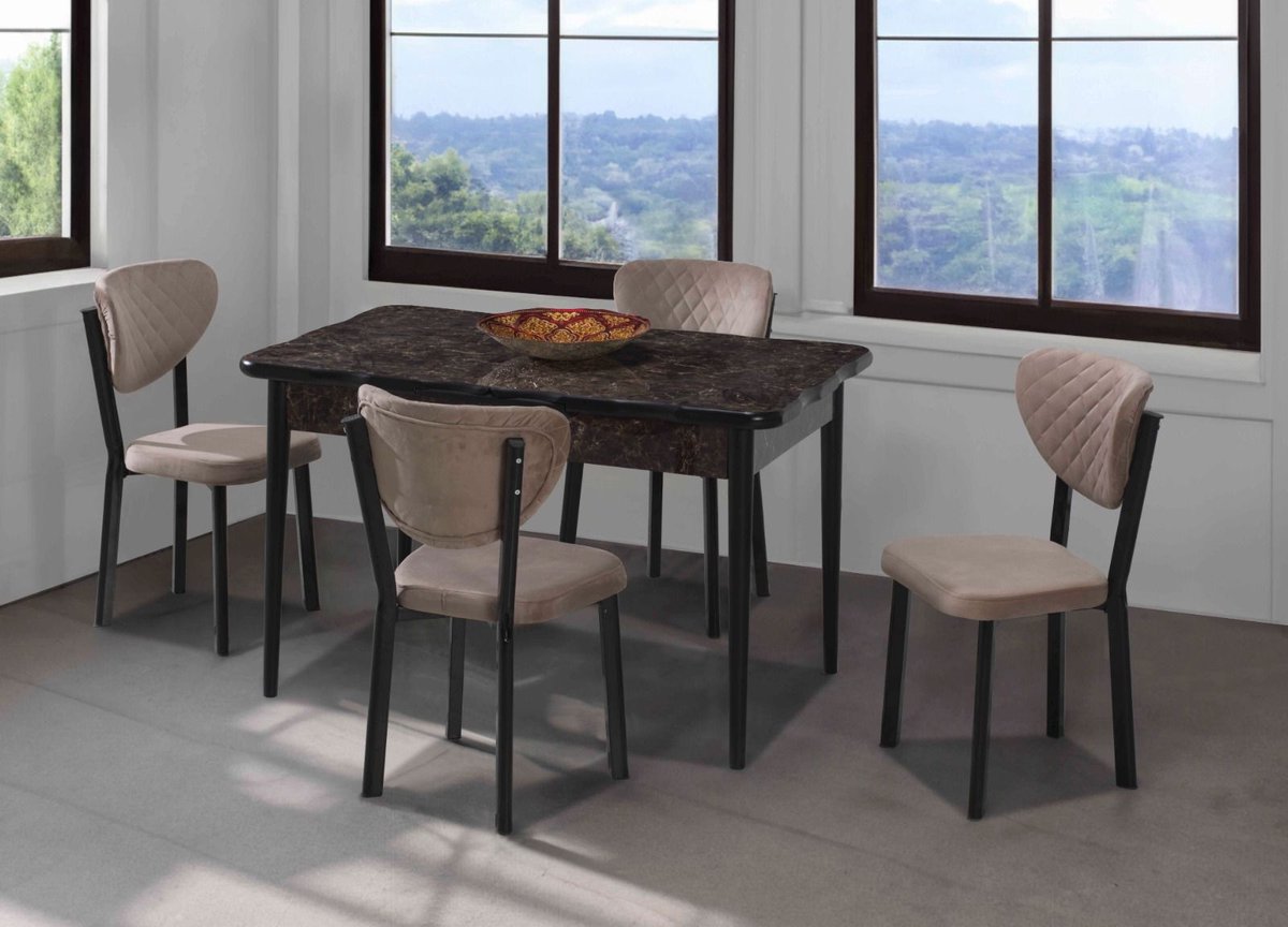 De Sfeer - Keukentafel - Eetkamertafel - Eettafels - Inklapbaar - Zwarte Steen - 165x80 cm - 4 tot 6 personen - MDF