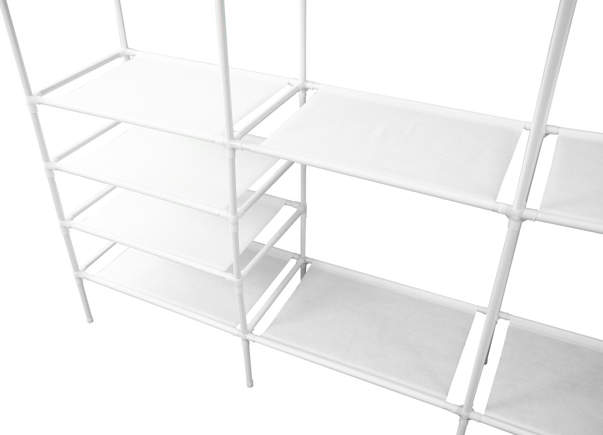 LG Life's Green Opvouwbare Kledingkast – 160x36x170CM – Kledingrek met 8 Legplanken en Ophangstang – Met 4 ophanghaken – Stoffen Kledingkast – Zwart