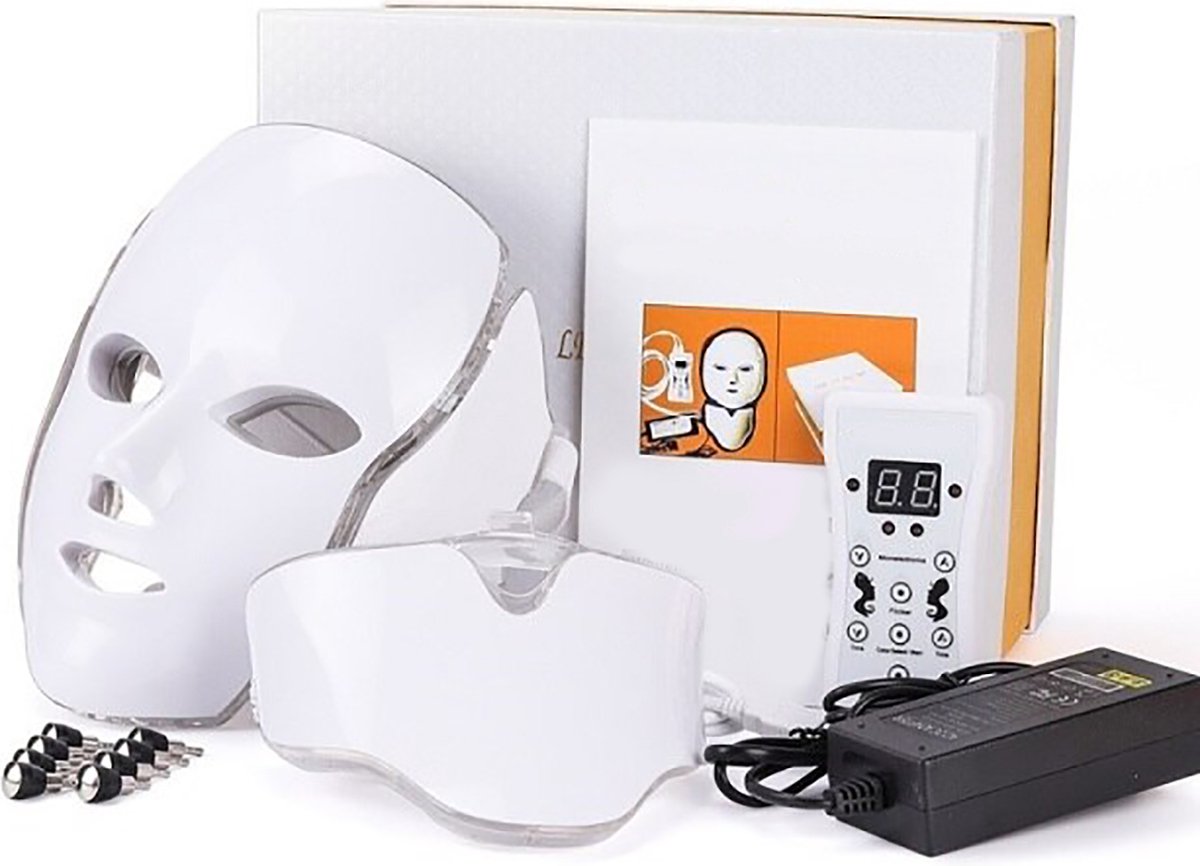 LED Face Maker - 7 Colors - Face Mask - Light Therapy - Mask for Face - Against Acne, Dry Skin & Wrinkles - White