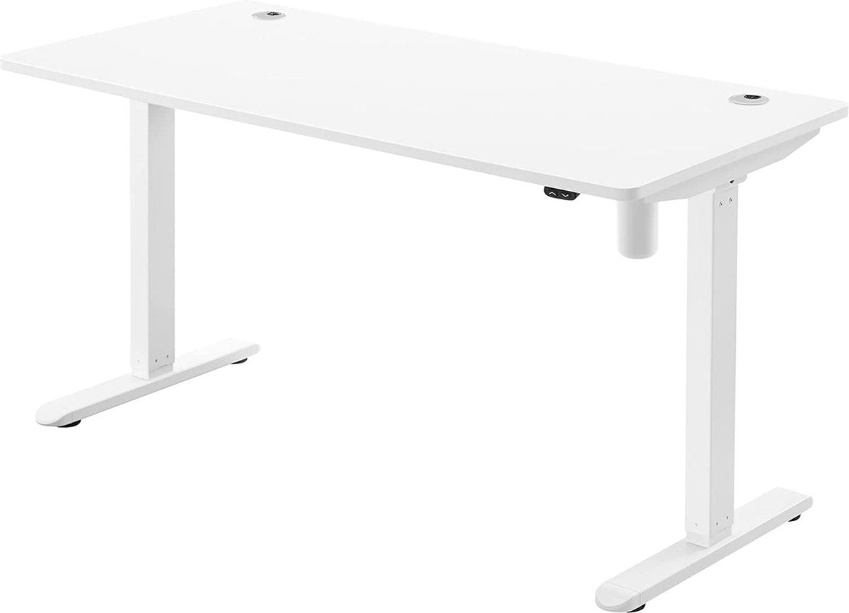 Electric Sit Stand Desk - Height Adjustable Table - 140 x 70 x (73-114) cm - White