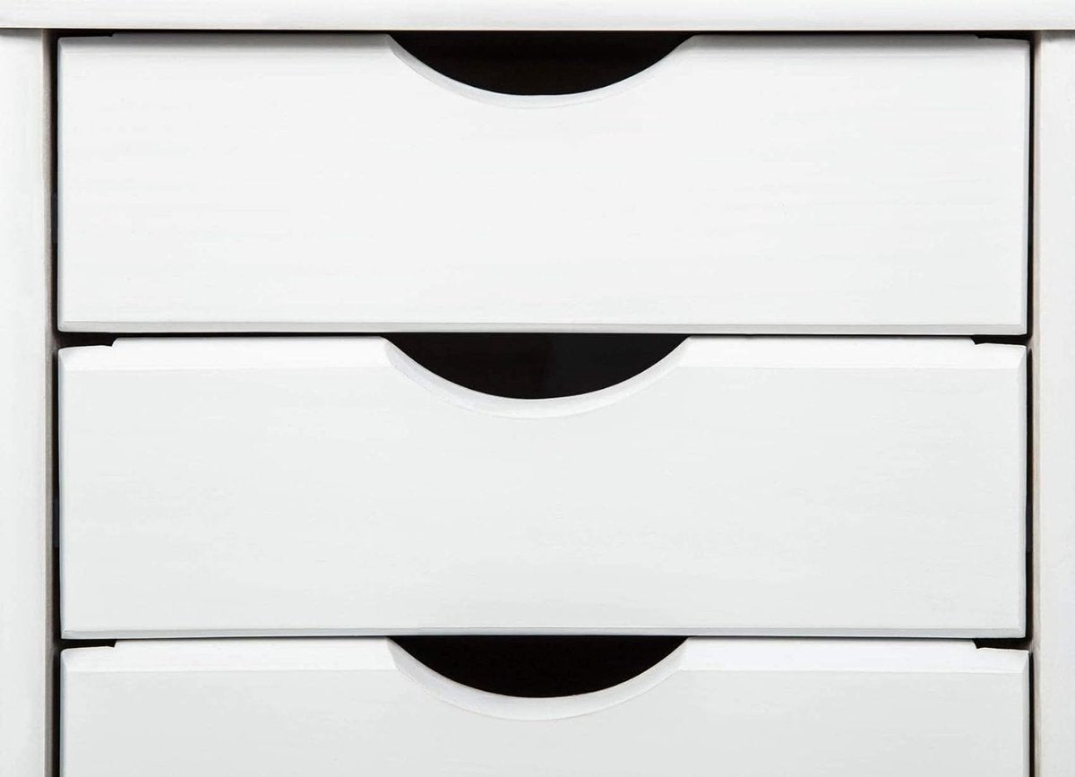 Mobile drawer cabinet with 6 drawers - Office drawer cabinet - Solid pine - White lacquered - 296x345x9 cm