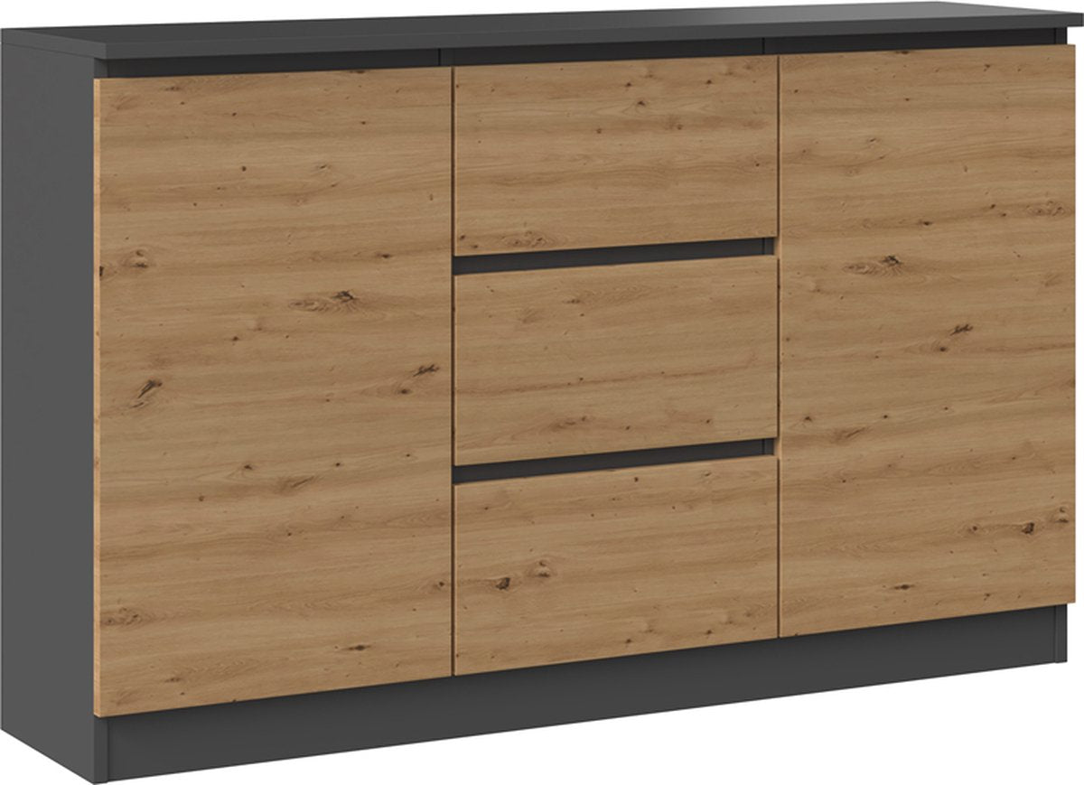 Ladekast - Commode - Dressoir - 120 cm - Antraciet Eiken