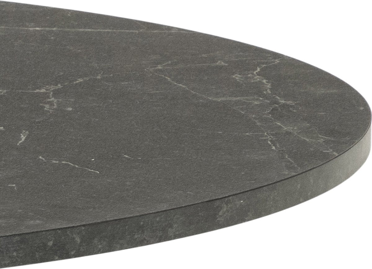 Eettafel Heeze - Marmer - Zwart - Ø 110 cm - 74 cm hoog - Rond - Eetkamertafel - Keukentafel