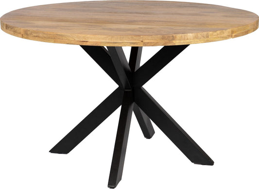 Luxe dikke ronde eettafel SUUS 140cm mango spinpoot