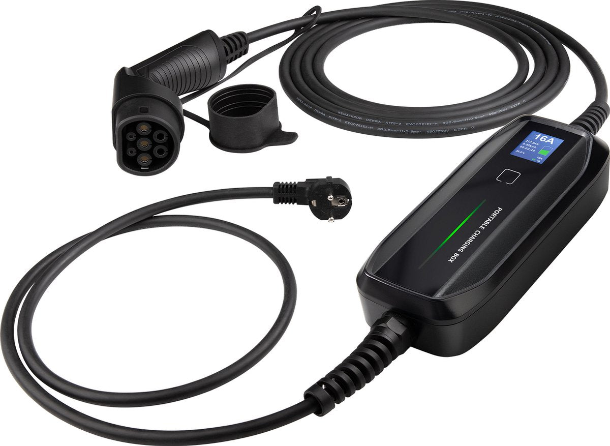 Besen Mobiele Lader met LCD - Type 2 naar Schuko - 10 Meter