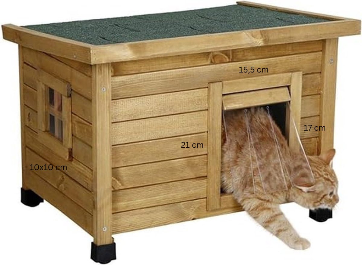 Kattenren - Kattenhuis - Kattenverblijf buiten - Bruin - Kattenhuis voor buiten - Kattenhuisje buiten - Kattenhok buiten