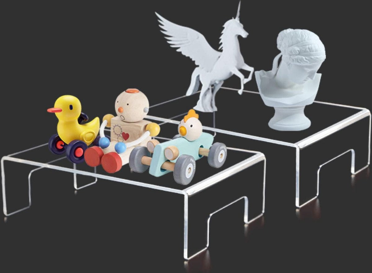 2 stuks acryl riser display standaard U-vormige displayhouder transparant speelgoed poppen sieradenstandaard rek voor slaapkamer rekken vitrine voor sieraden speelgoed display tafeldecoratie