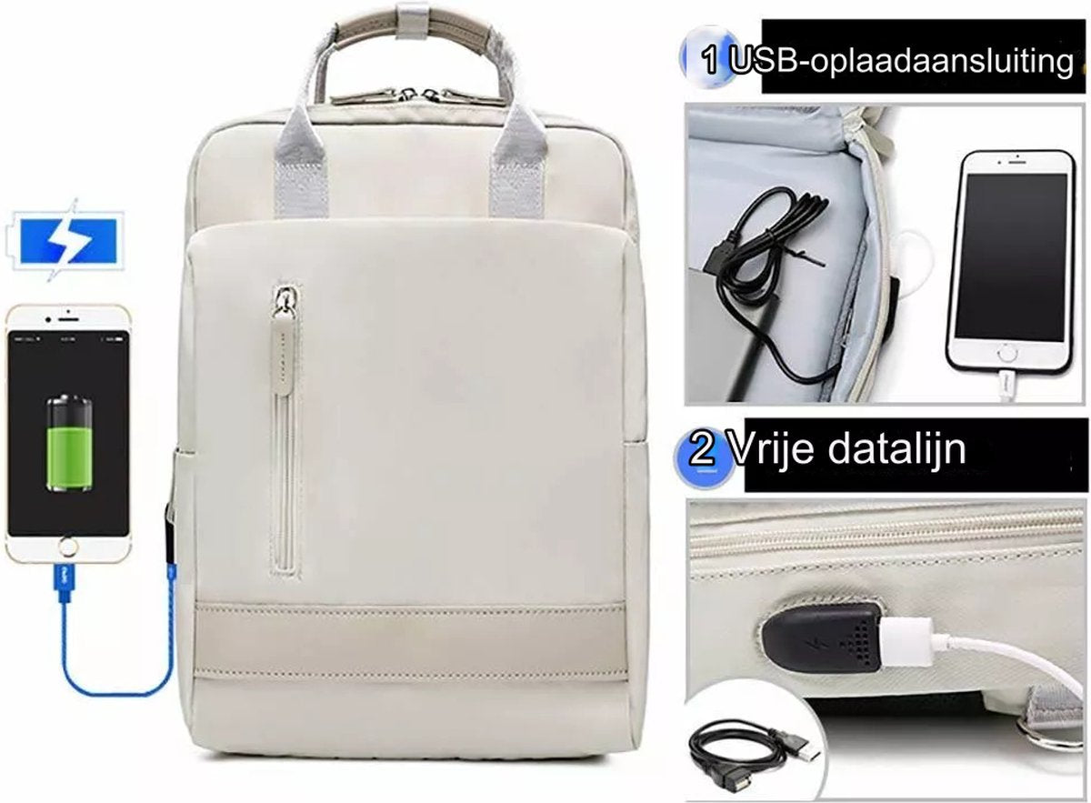 Laptop backpack with electronics organizer, USB charging port, fits 15.6 inch computer, waterproof and wear-resistant backpack for school, travel, work