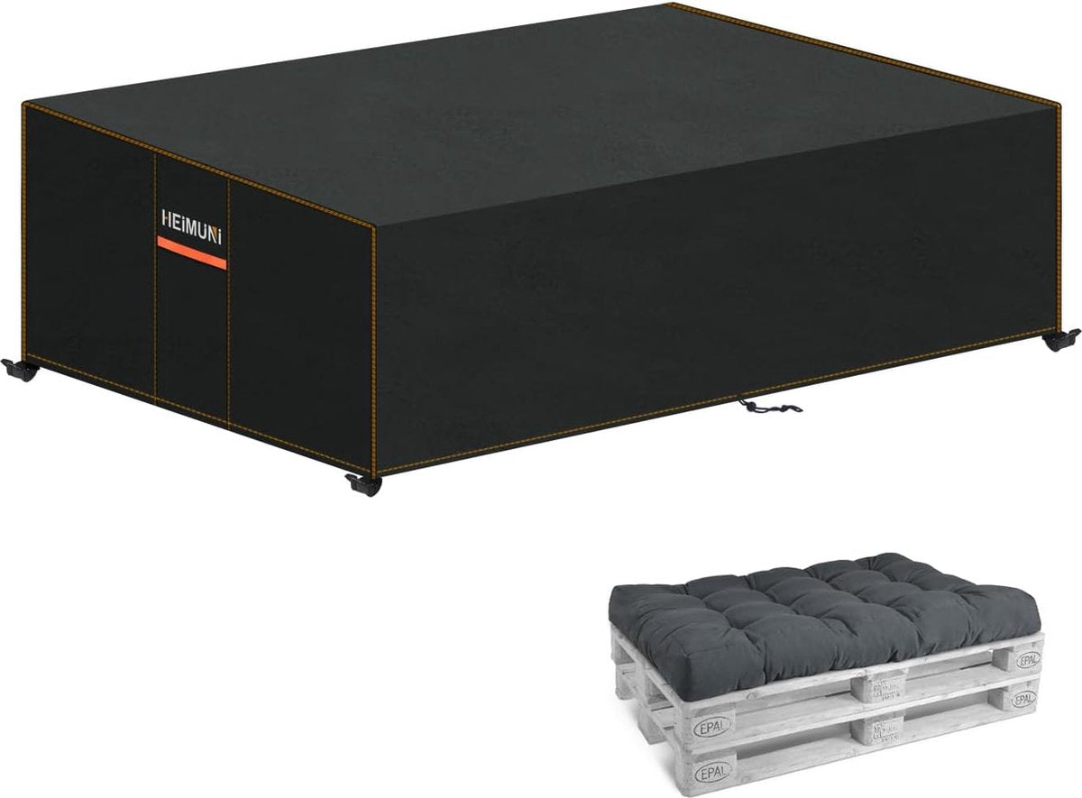 Hoes voor palletbank, waterdicht, afdekhoes voor palletbank, beschermhoes voor palletbank, dekzeil voor tuinbank, winddicht, uv-bestendig, loungebankhoes, 130 x 85 x 40 cm