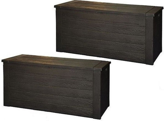 Summer cushions storage plastic garden cushion storage box with wood structure - 2 pieces