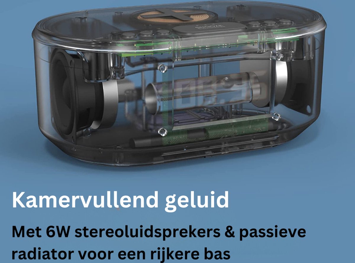 Radiowekker - Digitale wekker met draadloze oplader, wekkerradio digitaal met Bluetooth, USB-oplader, dimbaar LED-display en dubbel alarm, wekker (Wit)