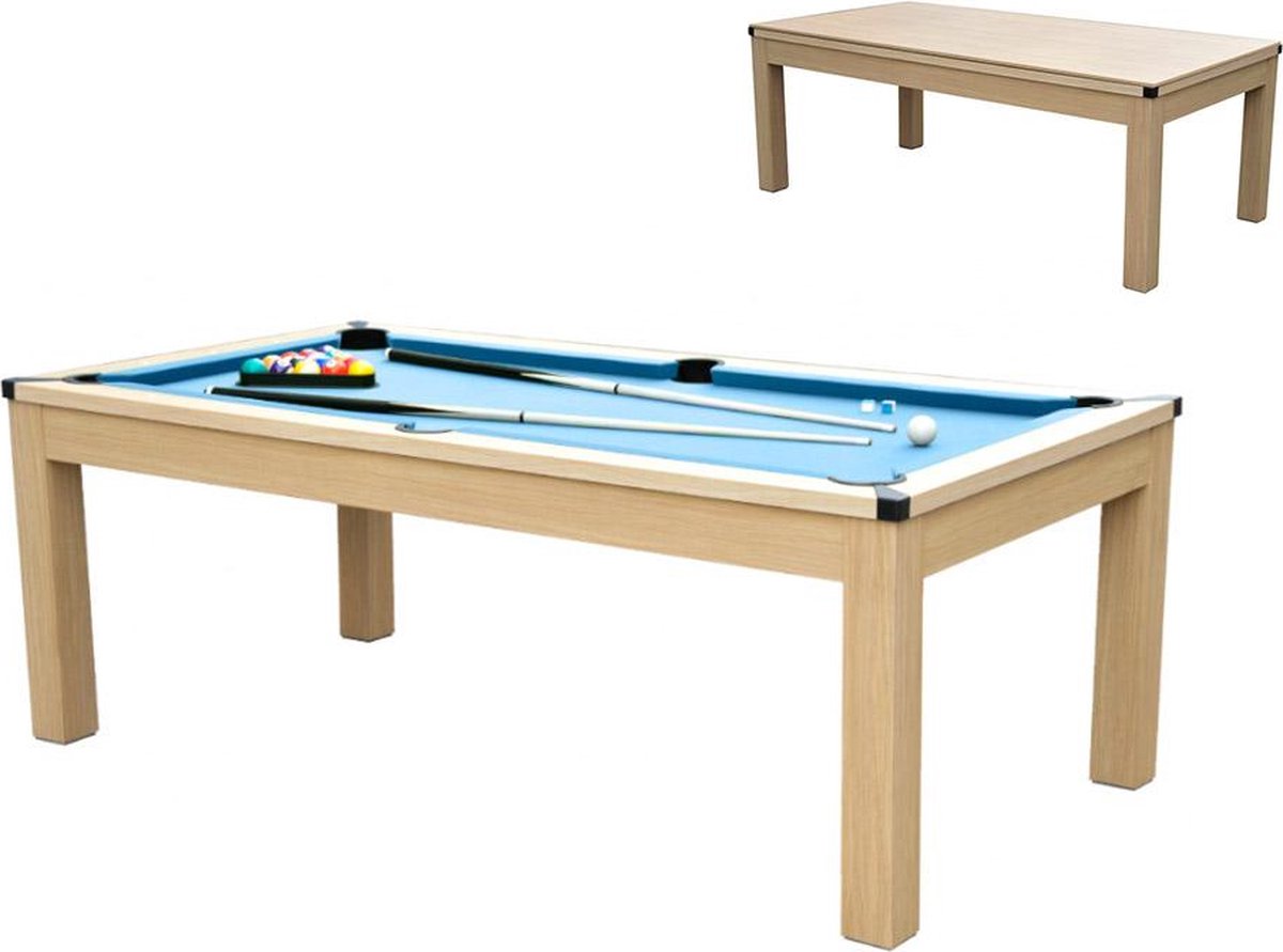 Vente-unique Modulaire tafel - Biljart en tafeltennis BALTHAZAR - 213 x 112 x 81,5 cm - Blauw L 213,4 cm x H 81,5 cm x D 111,8 cm
