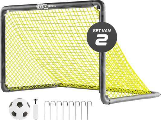 Ryce® Sports Voetbaldoeltjes - Set van 2 - 120 x 75 x 75 cm - Voetbal trainingsmateriaal - Training - Accessoires - Voetbalartikelen - Kinderen - Inclusief voetbal & Balpomp