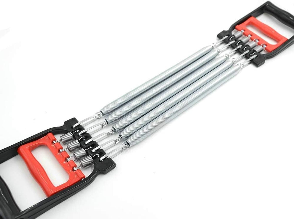 Expander Fitness met 5 veertrainers voor spieren, borstexpander en handknijper, verstelbaar, spiertrainingsapparaat, voor training van borst-, schouder- en armspieren