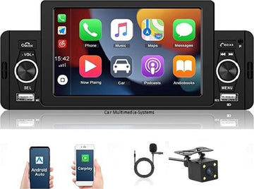 YSM All In One Sound - Autoradio - 1Din - Touchscreen Scherm - 5 Inch - CarPlay - Android Auto - MirrorLink - Bluetooth - Handsfree - Usb