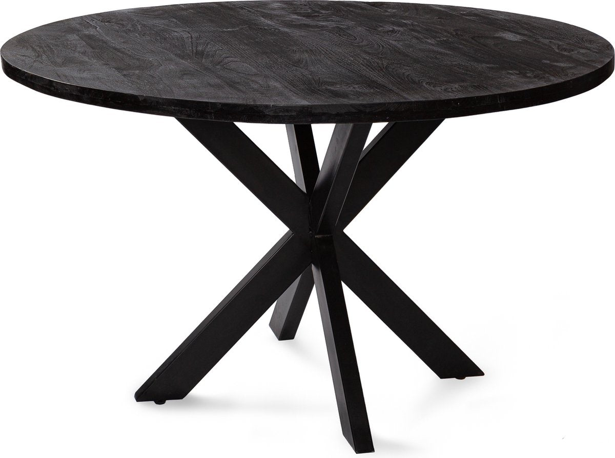Zita Home ronde eettafel 120cm - zwart - met een dik blad matrixpoot - 4cm dik blad