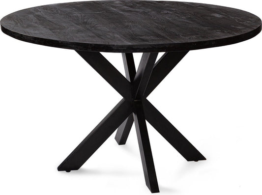 Zita Home ronde eettafel 120cm - zwart - met een dik blad matrixpoot - 4cm dik blad
