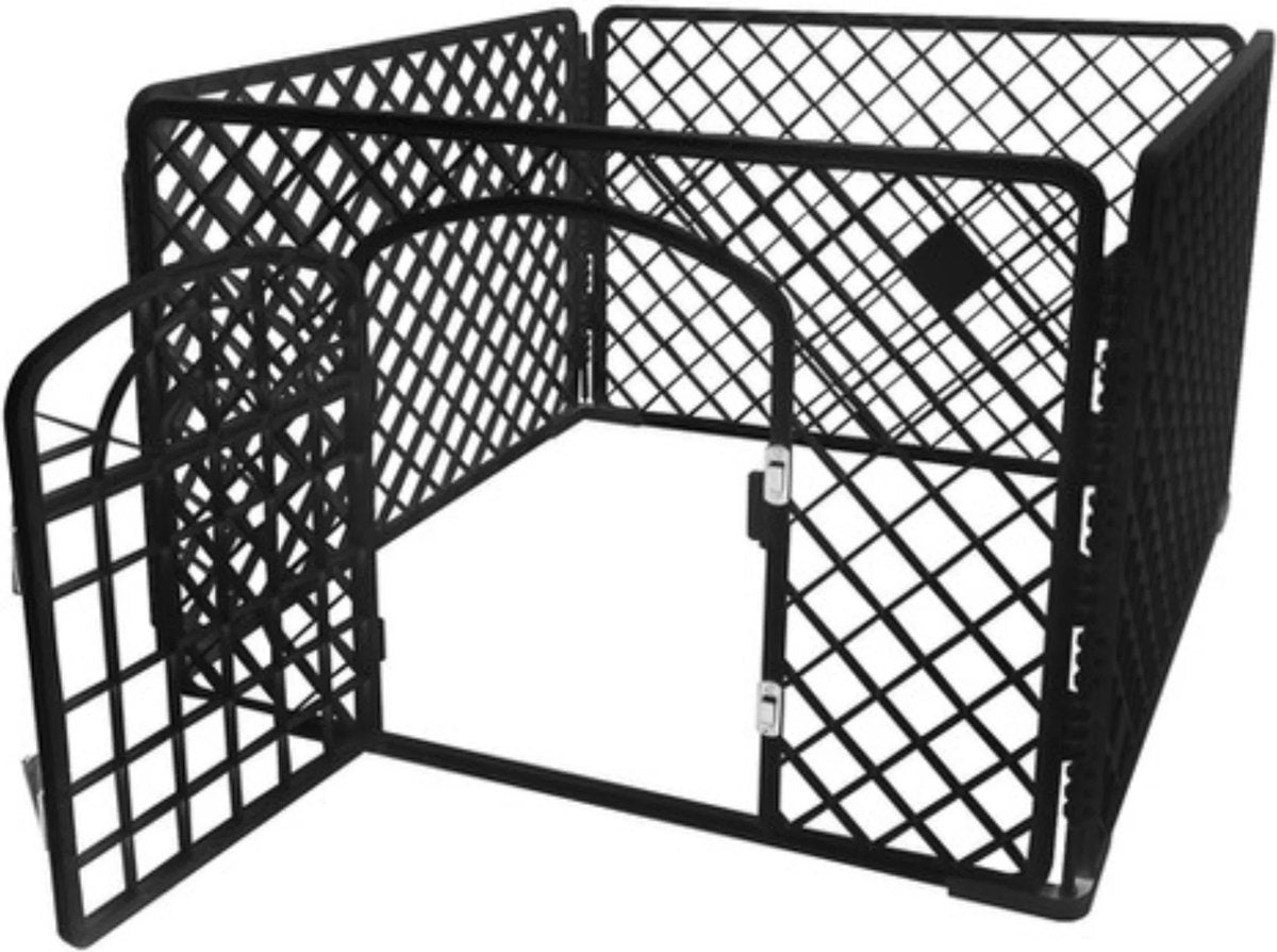 Hondenren - Puppyren - Box voor hond/puppy - Bench - Kooi - Ren - Wit - Transporteerbaar - Met poortje - 90X90X60CM