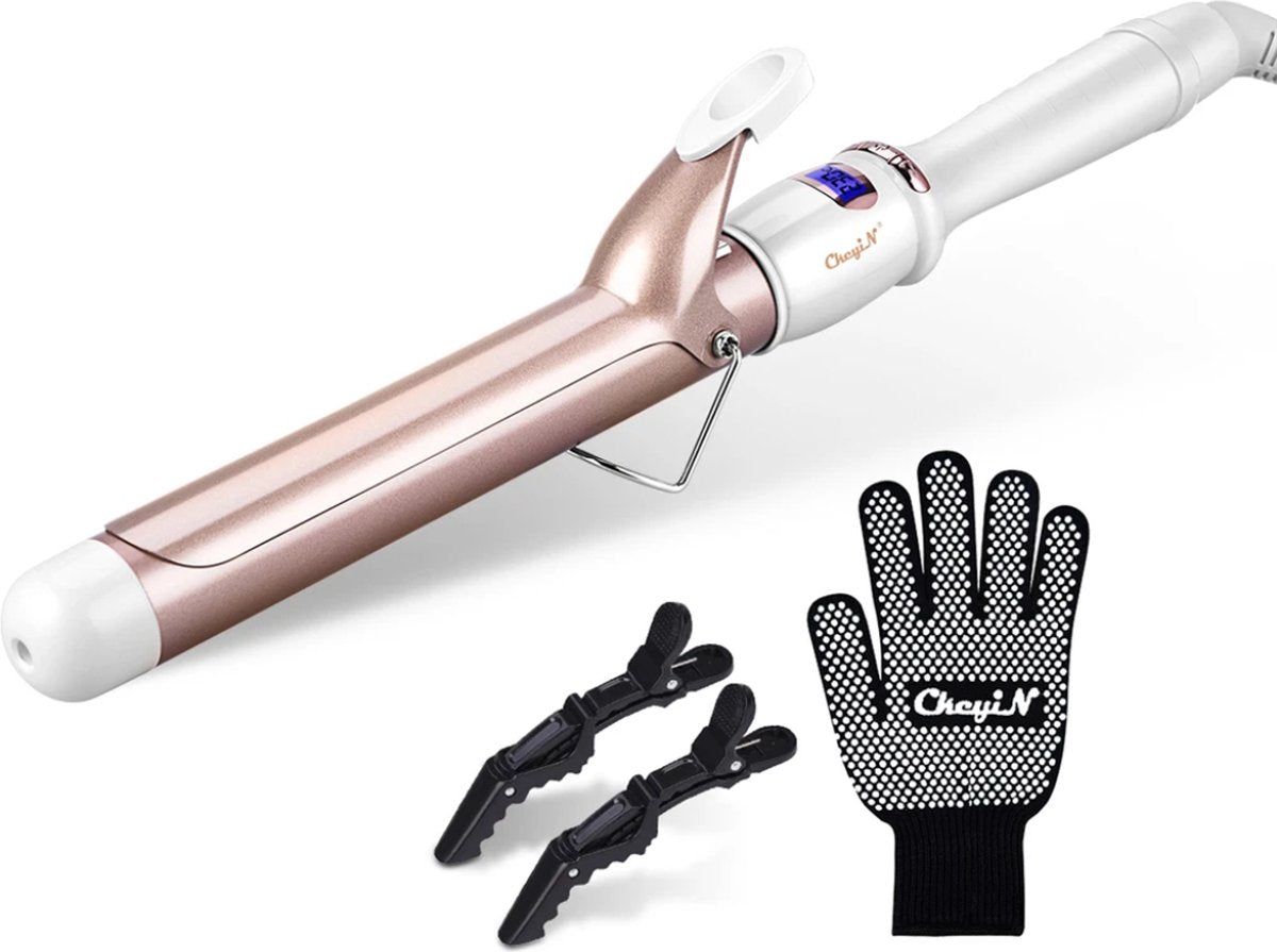 P&P Goods Krultang – Golvenkrultang – Haarborstel – Heteluchtborstel – Hairwrap – Airstyler – Kort & Lang Haar – LED Display – Antislip Handvat – 30 Verschillende Temperatuurinstellingen – Keramisch – Wit