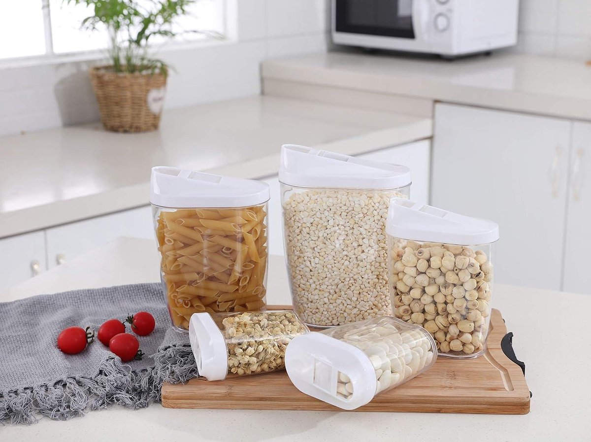 Lockable stackable storage boxes - Transparent acrylic plastic - 5 pieces - 1440 ml, 960 ml, 720 ml, 480 ml, 300 ml sprinkle box for chocolate sprinkles