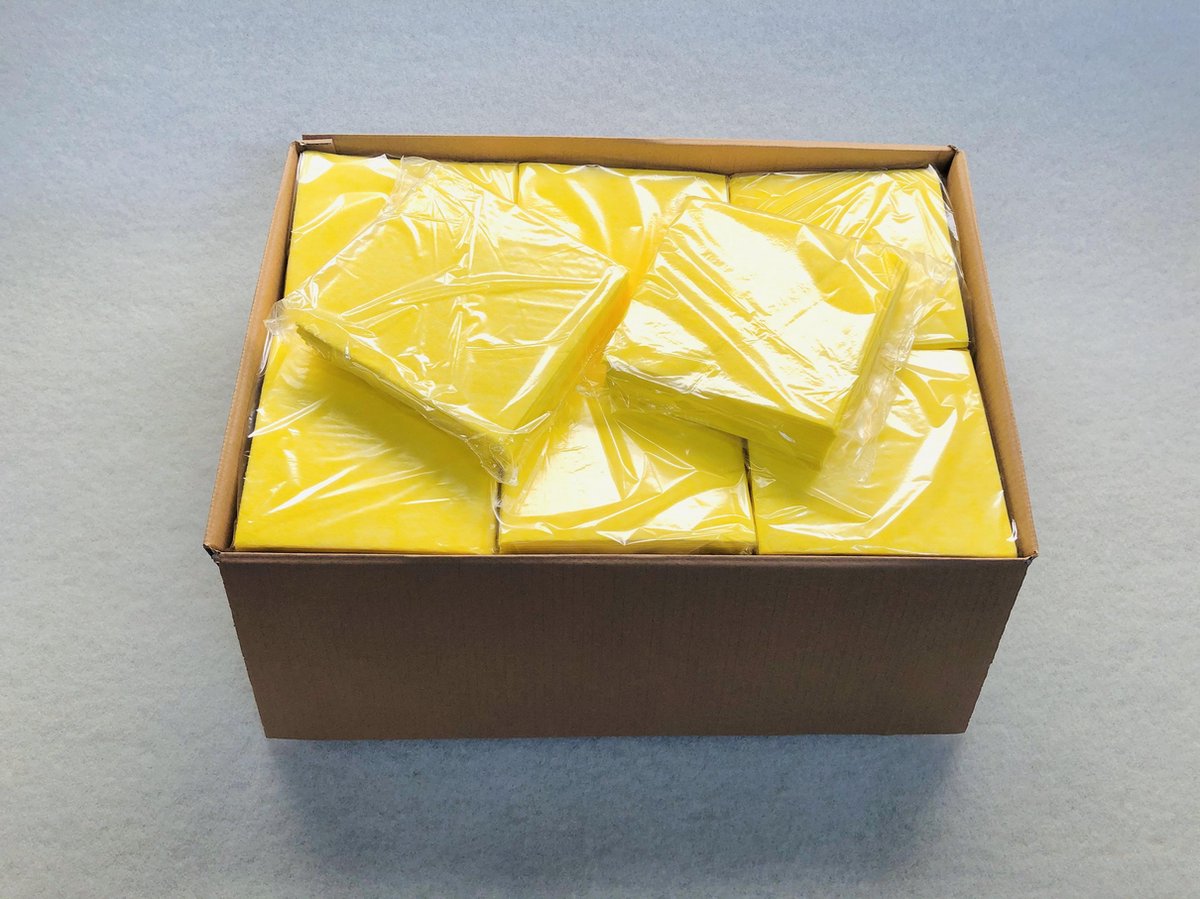 Dishcloths / wipers yellow viscose. 200 cloths (20x10). HACCP 5 colours available
