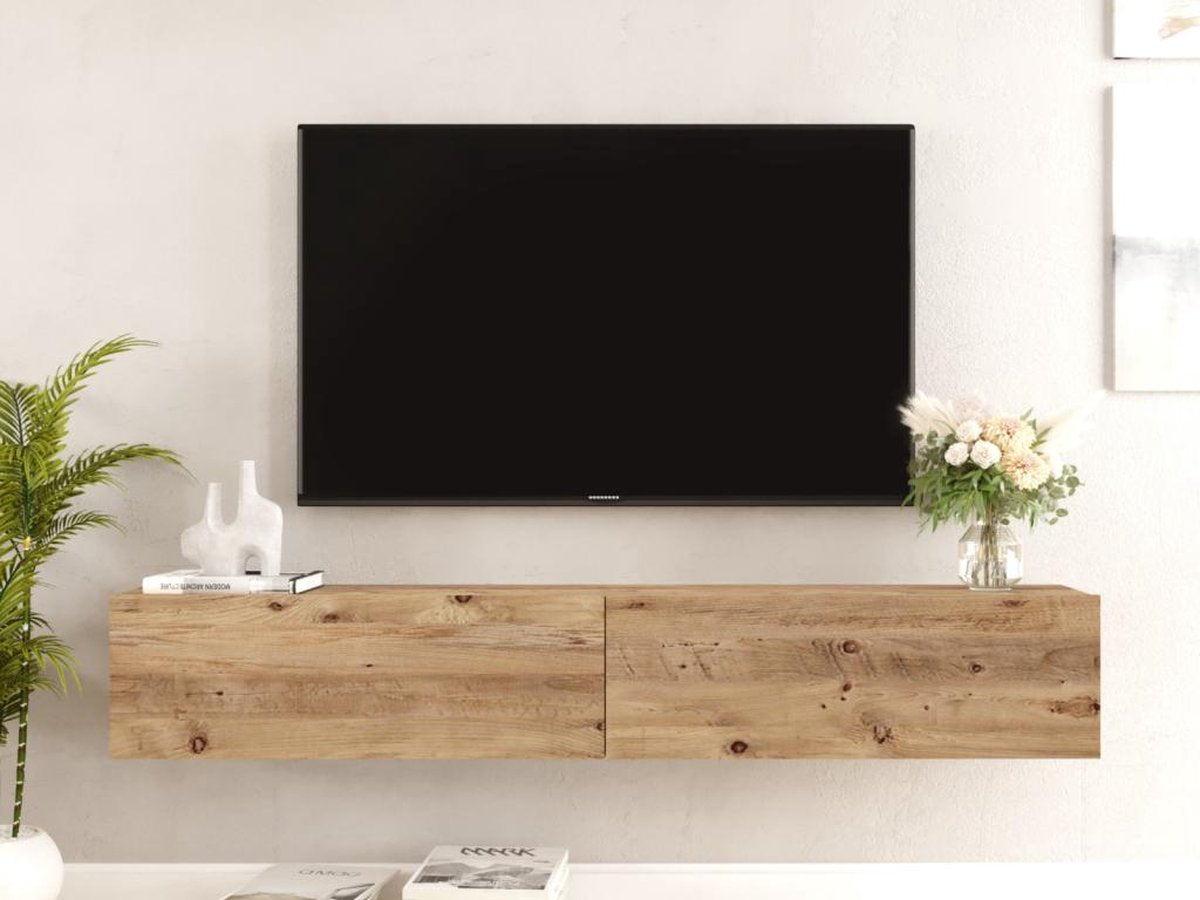 Zwevend TV Meubel - Eiken Donker 180 cm - Stijlvolle TV Kast - Breedte 180 cm voor Ruime Opslag