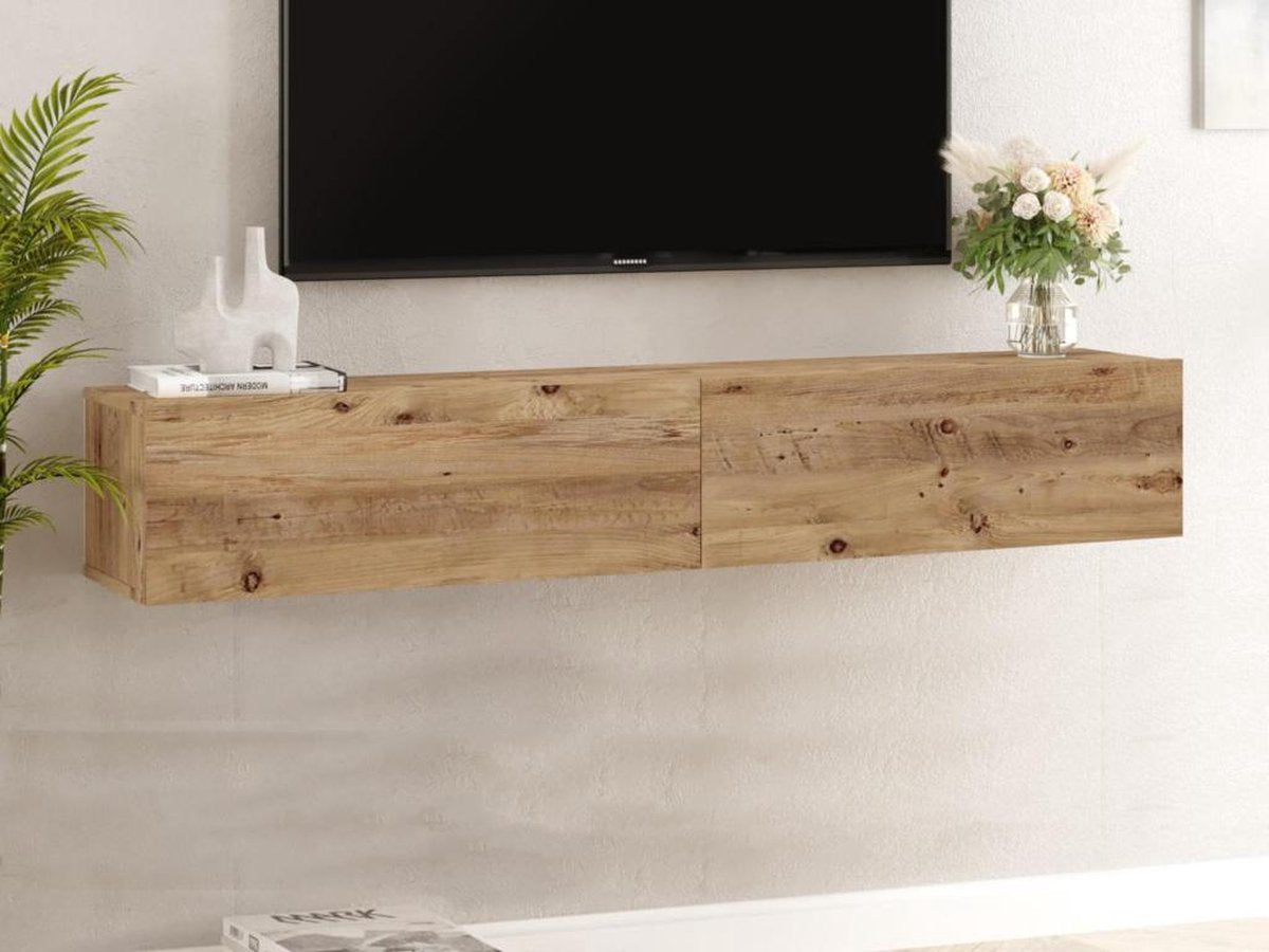 Zwevend TV Meubel - Eiken Donker 180 cm - Stijlvolle TV Kast - Breedte 180 cm voor Ruime Opslag