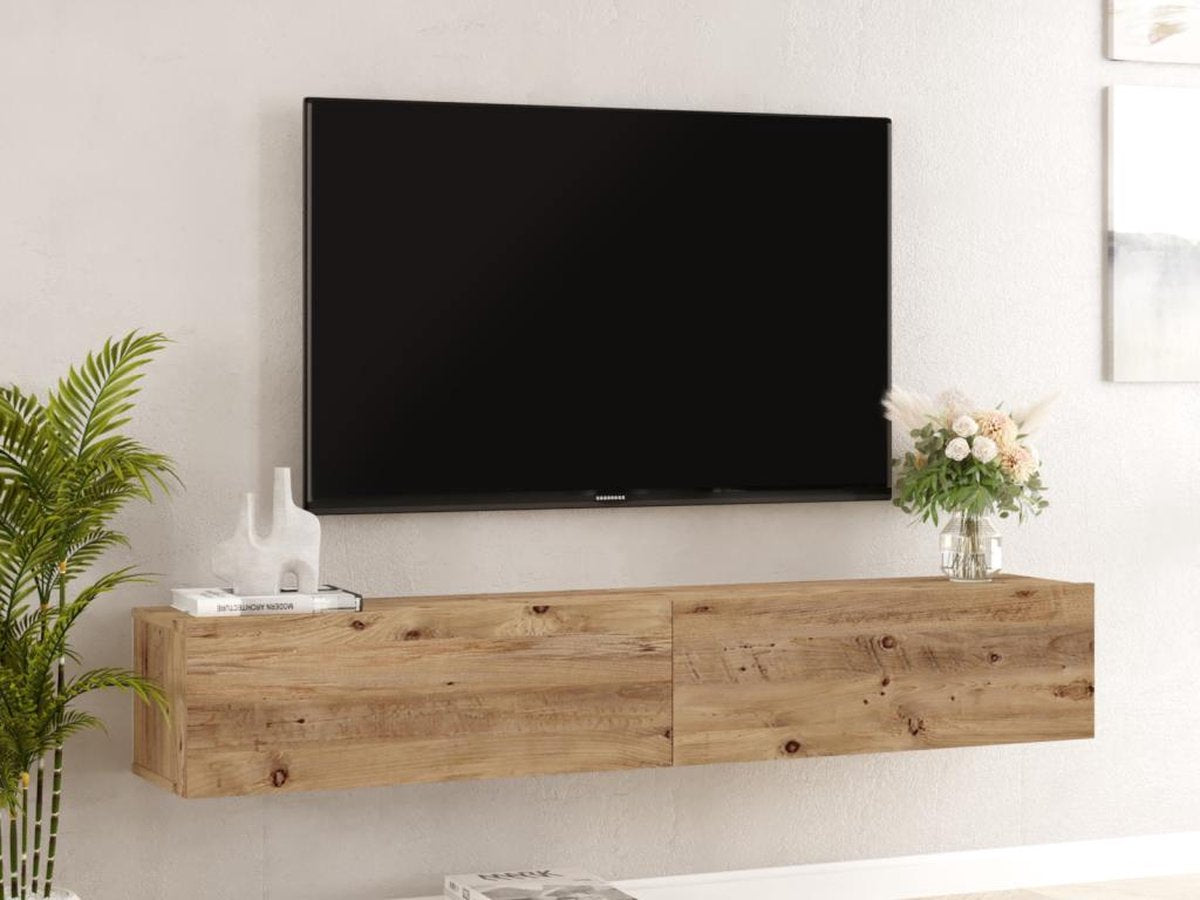 Zwevend TV Meubel - Eiken Donker 180 cm - Stijlvolle TV Kast - Breedte 180 cm voor Ruime Opslag