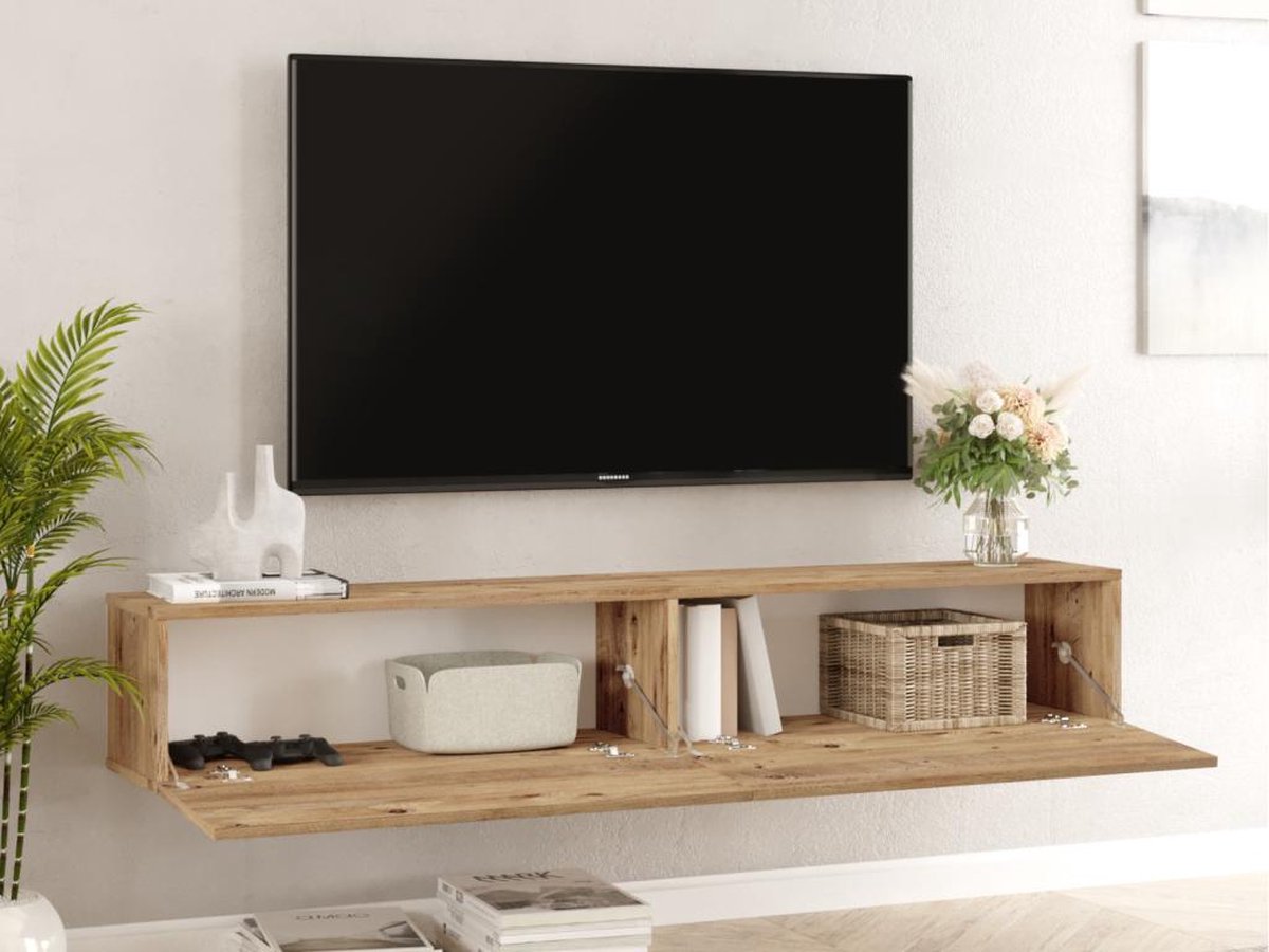 Zwevend TV Meubel - Eiken Donker 180 cm - Stijlvolle TV Kast - Breedte 180 cm voor Ruime Opslag