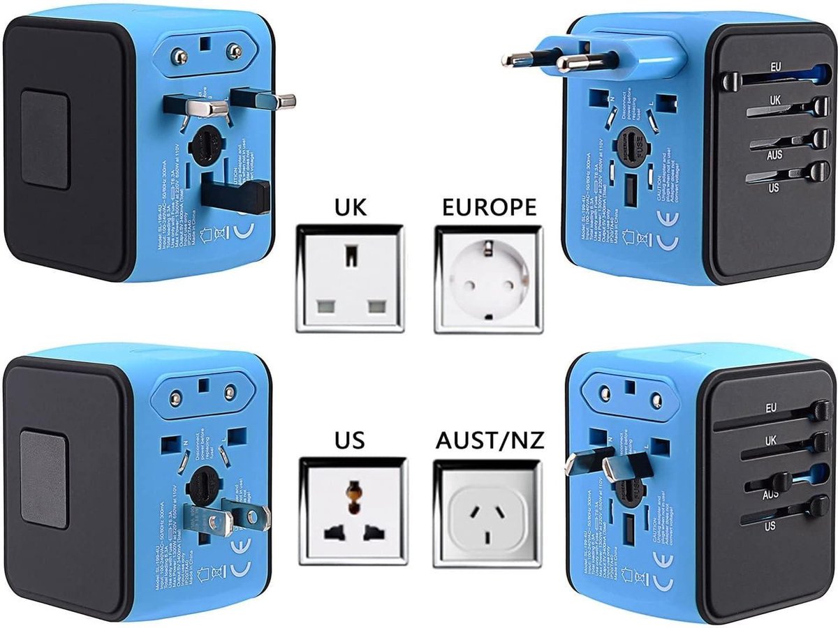 Universal Travel Adapter - 3 USB 1 USB C 1 AC - Reisadapter voor Wereldwijd Gebruik