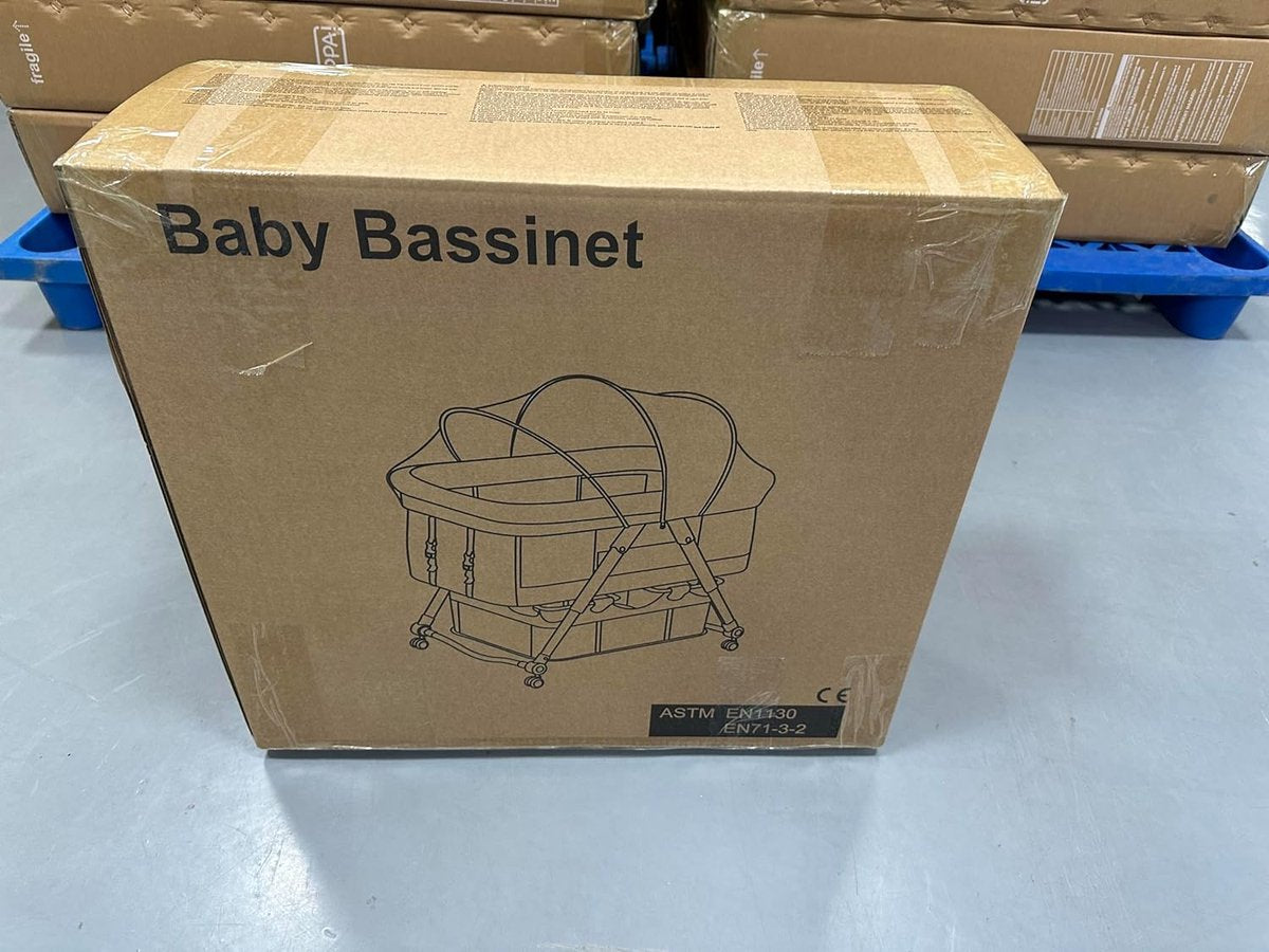 Babybed met zacht matras, reisbed incl. opbergruimte, wiegfunctie, opvouwbaar, slip en transporttas, vanaf de geboorte tot 20 kg, wieg, complete set voor baby's van 0-6 maanden, kaki