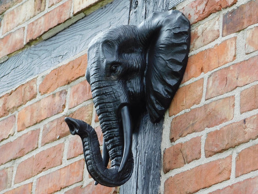 Zwarte olifantenkop - Wanddecoratie - Polystone