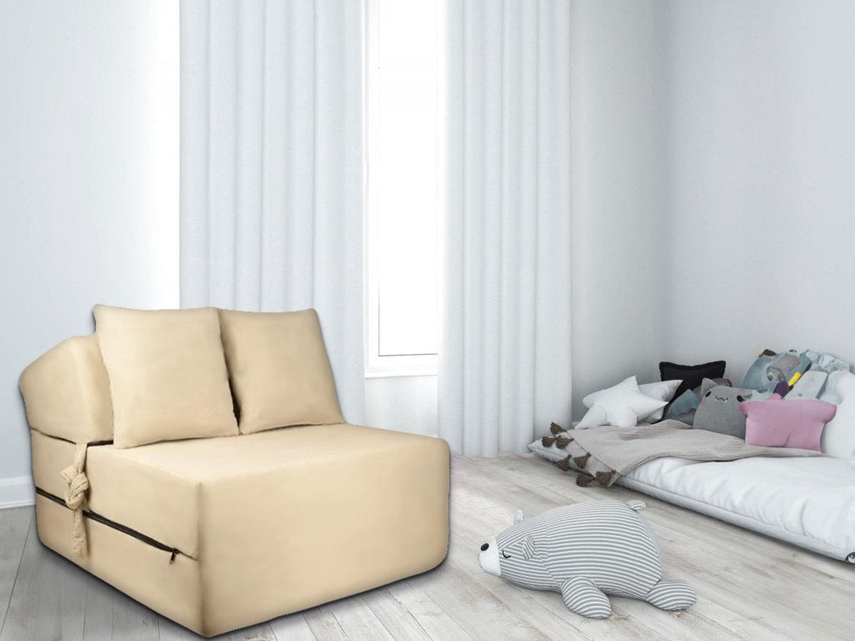Foldable mattress - 1 person - 70x200x15 cm - cream