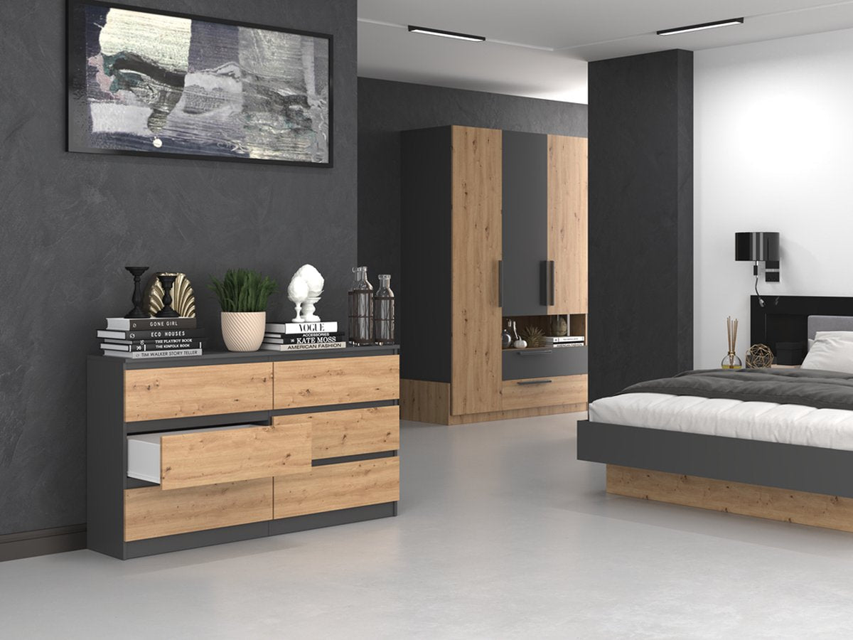 Ladekast 6 Lades - Antraciet eiken dressoir