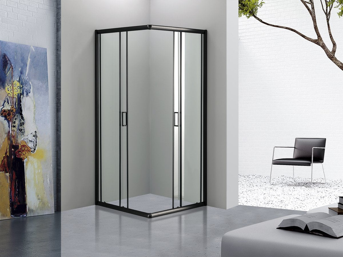 Douchecabine Vierkant - 90x90x200cm 6 mm - Nano Anti-Kalk Veiligheidsglas - Zwart Aluminium Omlijsting