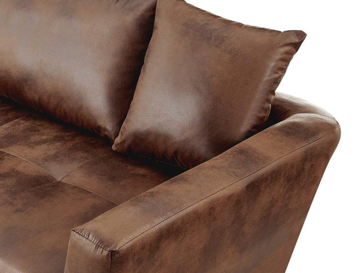 Vente-unique Corner sofa bed with left corner in brown aged microfibre ROMANE II W 274 cm x H 85 cm x D 168 cm