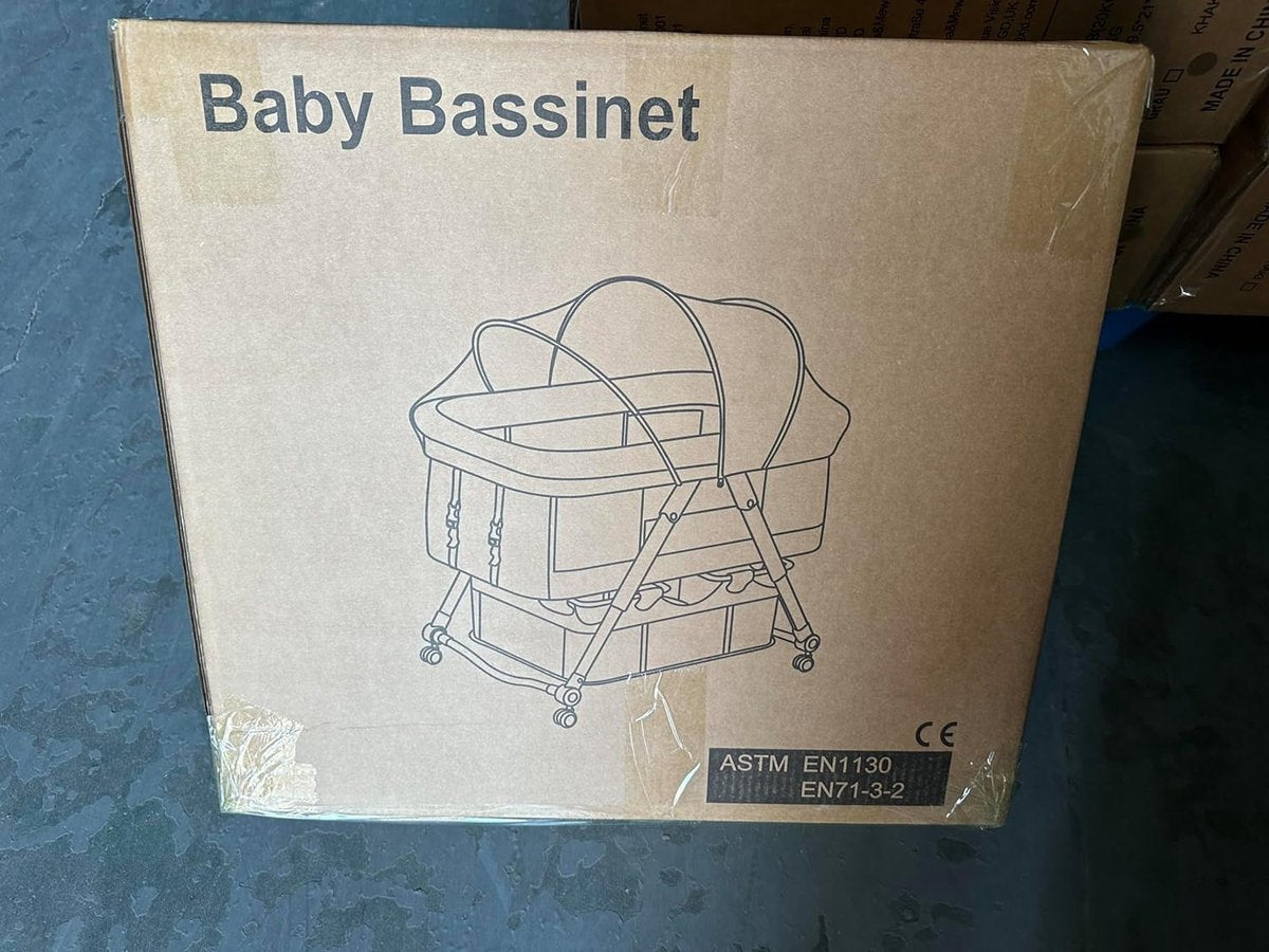Babybed met zacht matras, reisbed incl. opbergruimte, wiegfunctie, opvouwbaar, slip en transporttas, vanaf de geboorte tot 20 kg, wieg, complete set voor baby's van 0-6 maanden, kaki