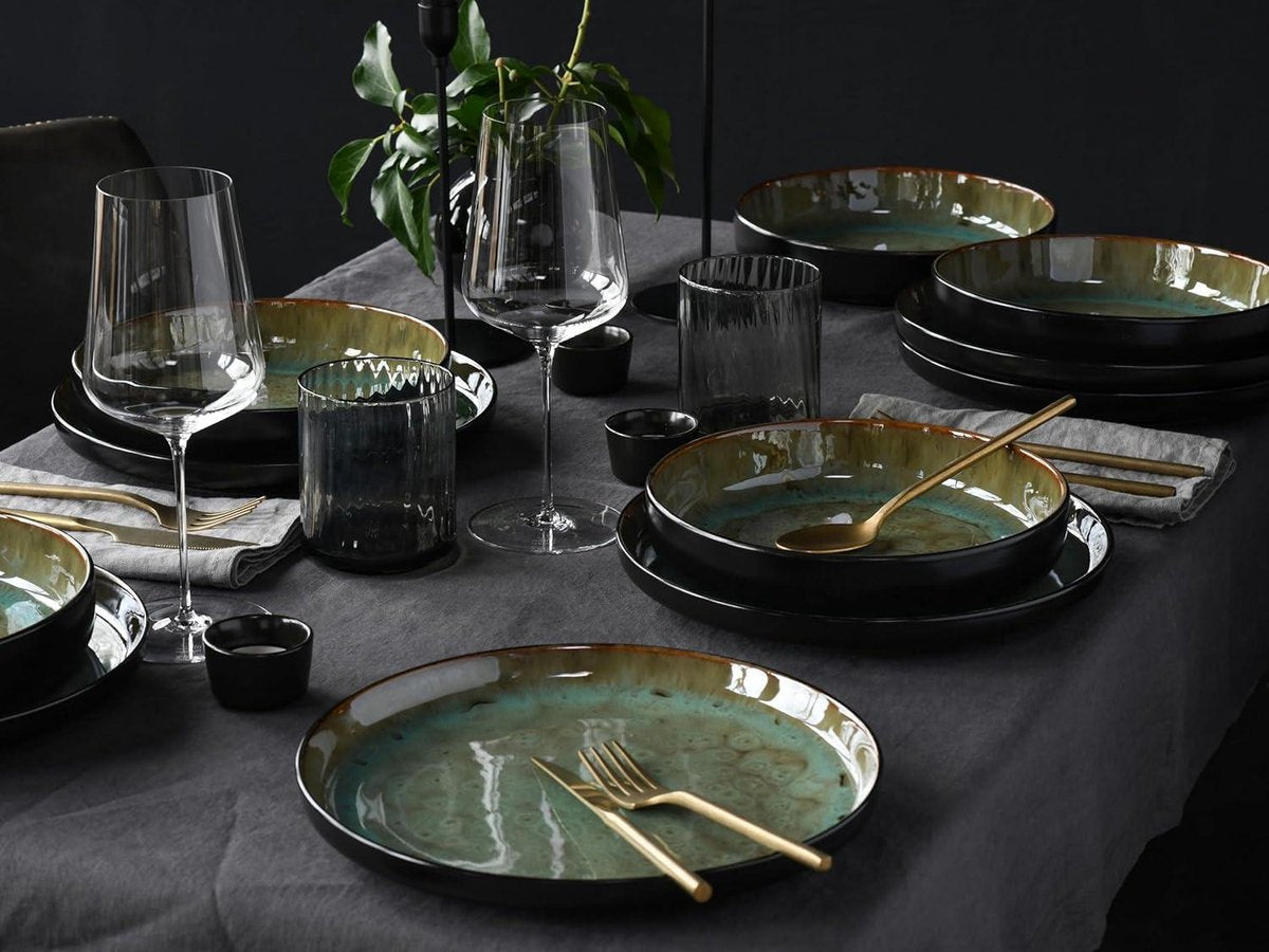 Dinnerware set for 12 Nordic Fjord dishwasher safe earthenware Dinnerware set for 12