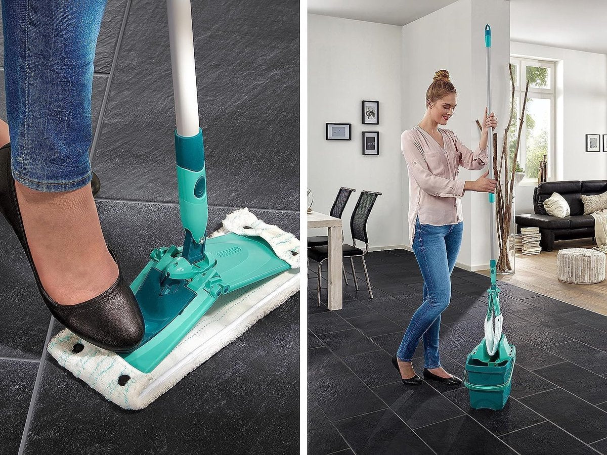 Leifheit Combi XL Micro Duo set met Ergonomische Wisser - 42 cm Wisbreedte - Emmer van 12 liter - Inclusief 2-Vezel Wisserovertrek