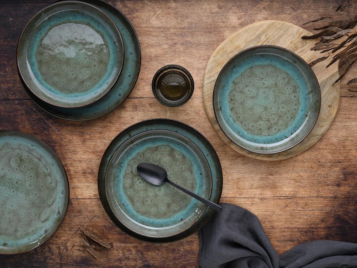 Dinnerware set for 12 Nordic Fjord dishwasher safe earthenware Dinnerware set for 12