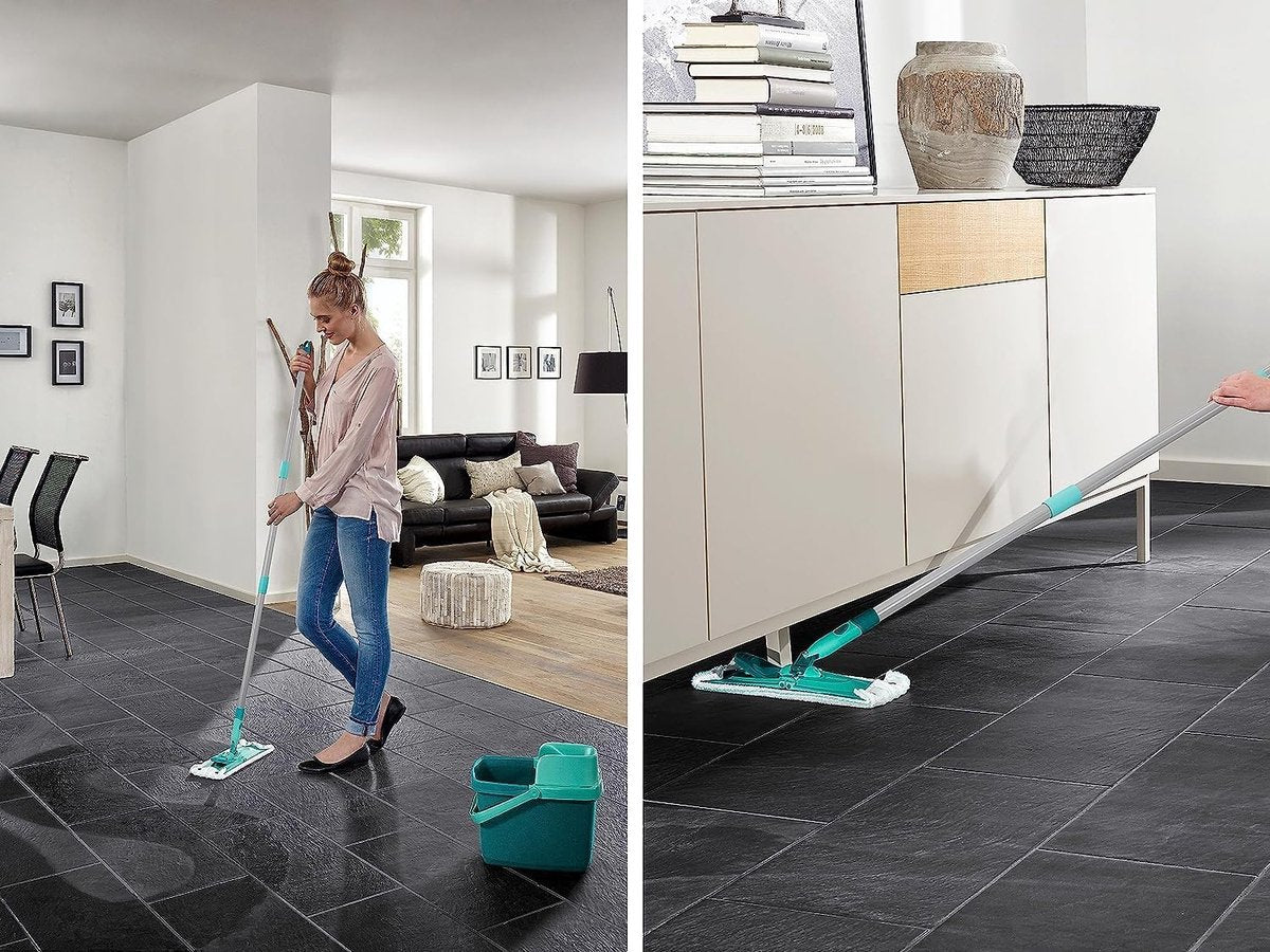 Leifheit Combi XL Micro Duo Set met Vloerwisser en Emmer - 42 cm Wisbreedte - 12 Liter Emmer - Inclusief 2-Vezel Doek