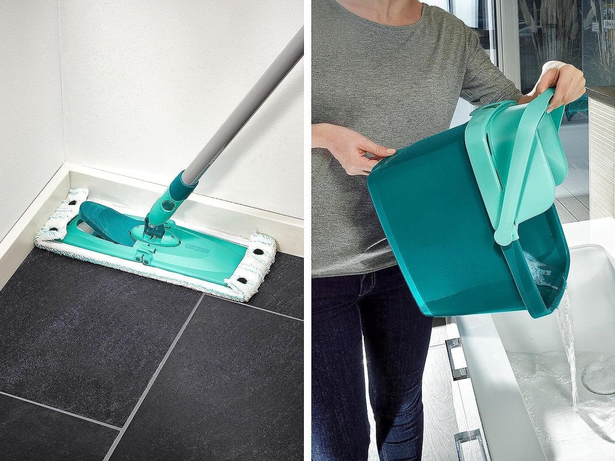 Leifheit Combi XL Micro Duo Set met Vloerwisser en Emmer - 42 cm Wisbreedte - 12 Liter Emmer - Inclusief 2-Vezel Doek