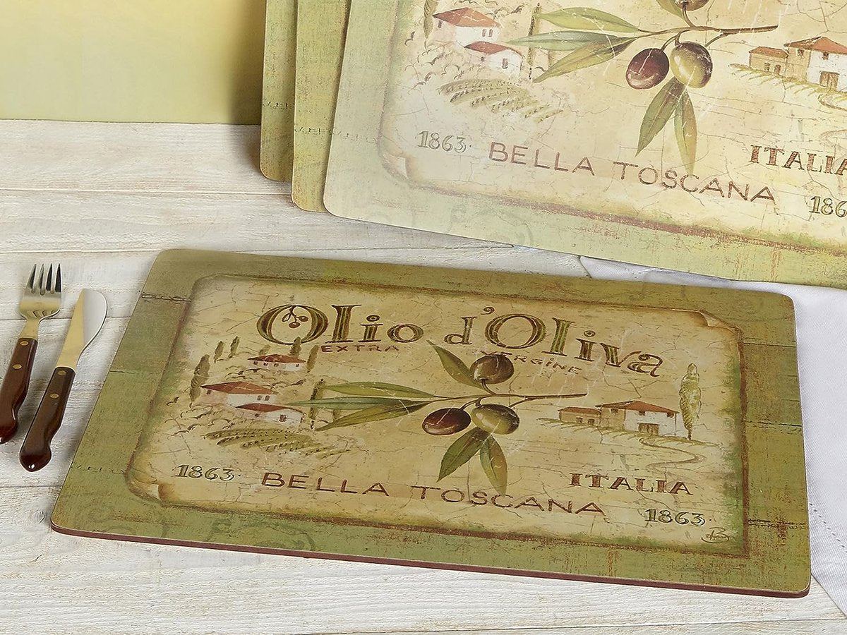 4-Piece Extra Large Cork Placemat Set, Multi-Coloured, 40 x 29 cm