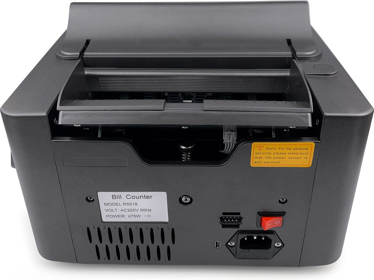 Geldtelmachine - Bankbiljettentelmachine - Waardetelling gemengde bankbiljetten - 1000 bankbiljetten/minuut - 5-voudige valsengelddetectie - Optel- & batchfunctie - Draaggreep - Alarm - Geldteller - Geldtelmachine